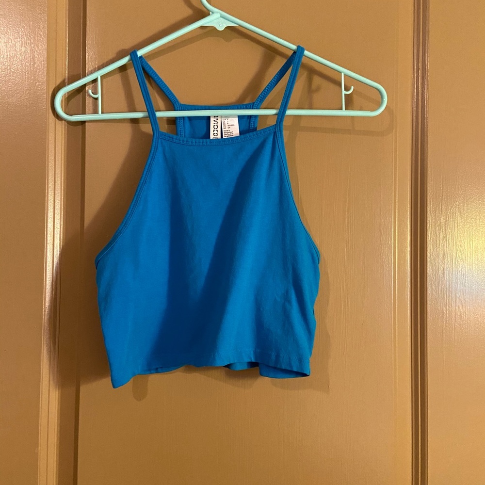 Divided Blue Halter Tank Top